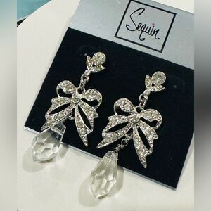 Sequin Chandelier Bow Earrings NWT